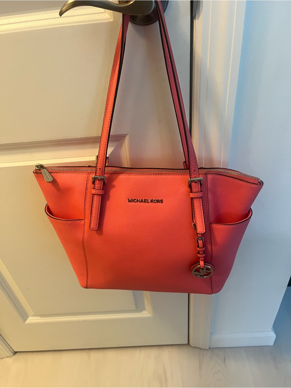 MICHAEL KORS light Coral Leather Tote Bag